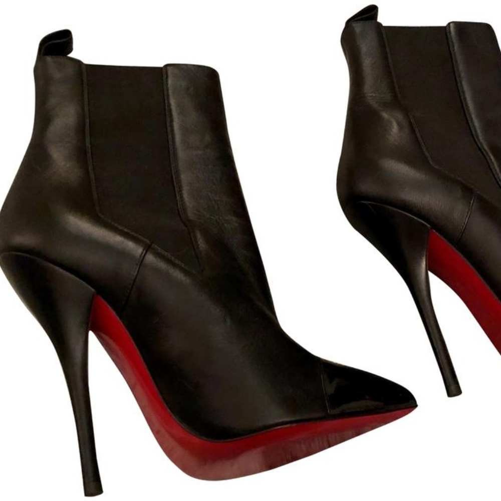 Christian Louboutin Black Leather Booties *new*